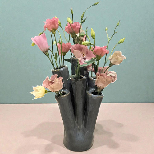 Керамична ваза КОРАЛИ сива